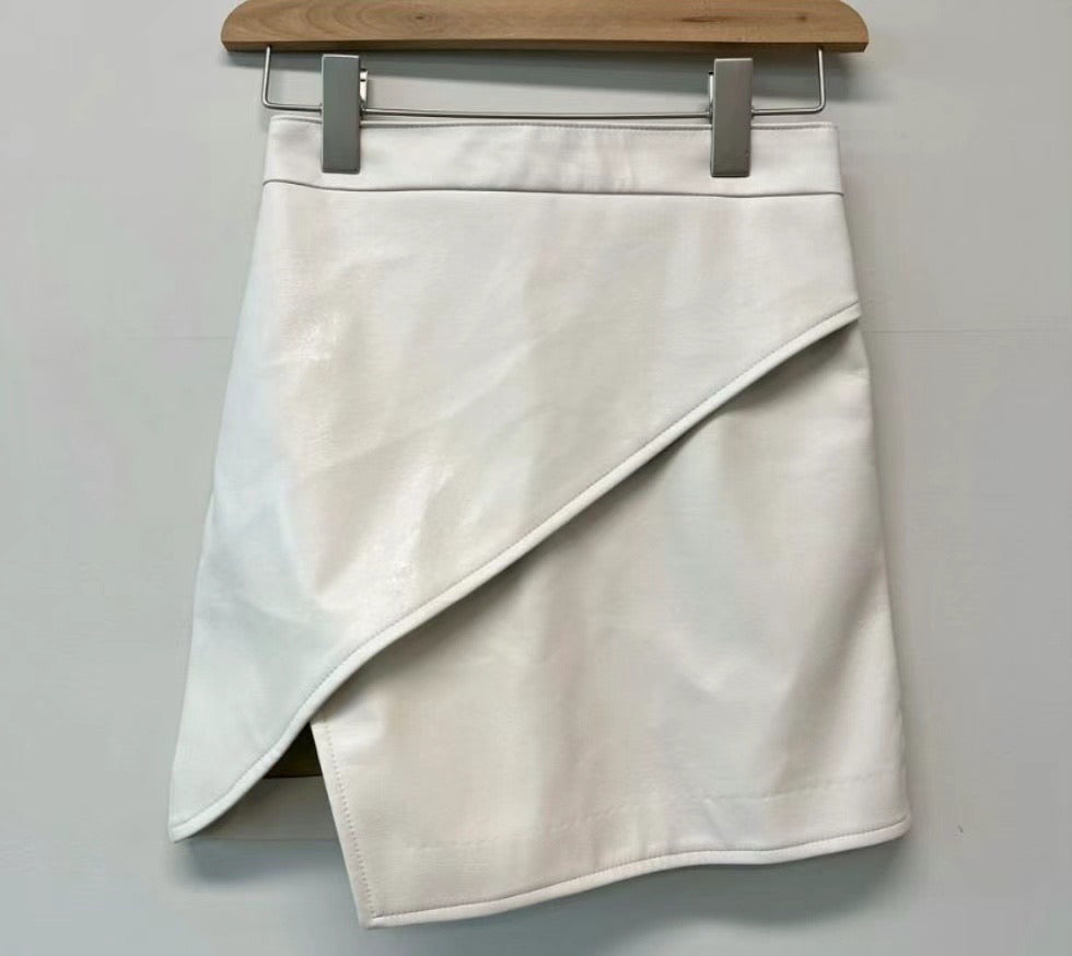 Asymmetrical Leather Skirt