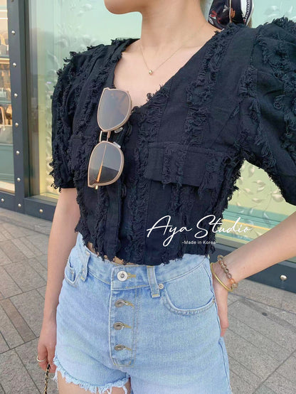 Cropped Fringed Top